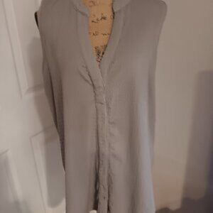 Ladies Buckle Black Gray Button Down Top Size XXL
